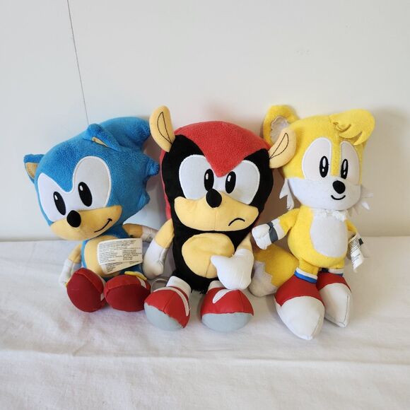Set of 3 Sonic Plush Toys 8" Jakks Pacific 2023 Sonic Tails Knuckles Lot Sega - Picture 1 of 16